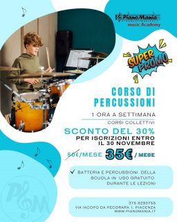 Super Promo 💥
Se ti iscrivi entro il 30 di novembre con soli 35€ al mese puoi iniziare a divertirti imparando il ritmo e a suonare delle fanatiche percussioni!! 🤩💪🏼
Che aspetti?
Scrivici su whatsapp al 375.6293755 📲
Ti aspettiamo 🫵🏼
•
•
#percussions #musiclessons
