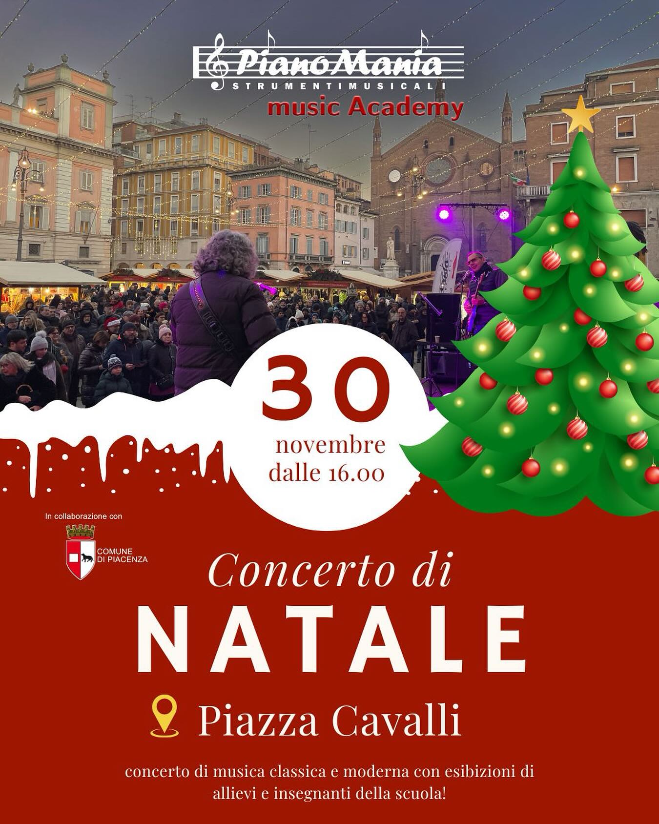 Vi aspettiamo numerosi Domenica 30/11 dalle ore 16:00 per un pomeriggio di festa nella nostra amata Piazza Cavalli! 🎄 tante belle bancarelle e musica dal vivo sia classica che moderna!
Vi sta aspettando, non mancare! 🫵🏼
•
•
#concert #christamasconcert #christmas