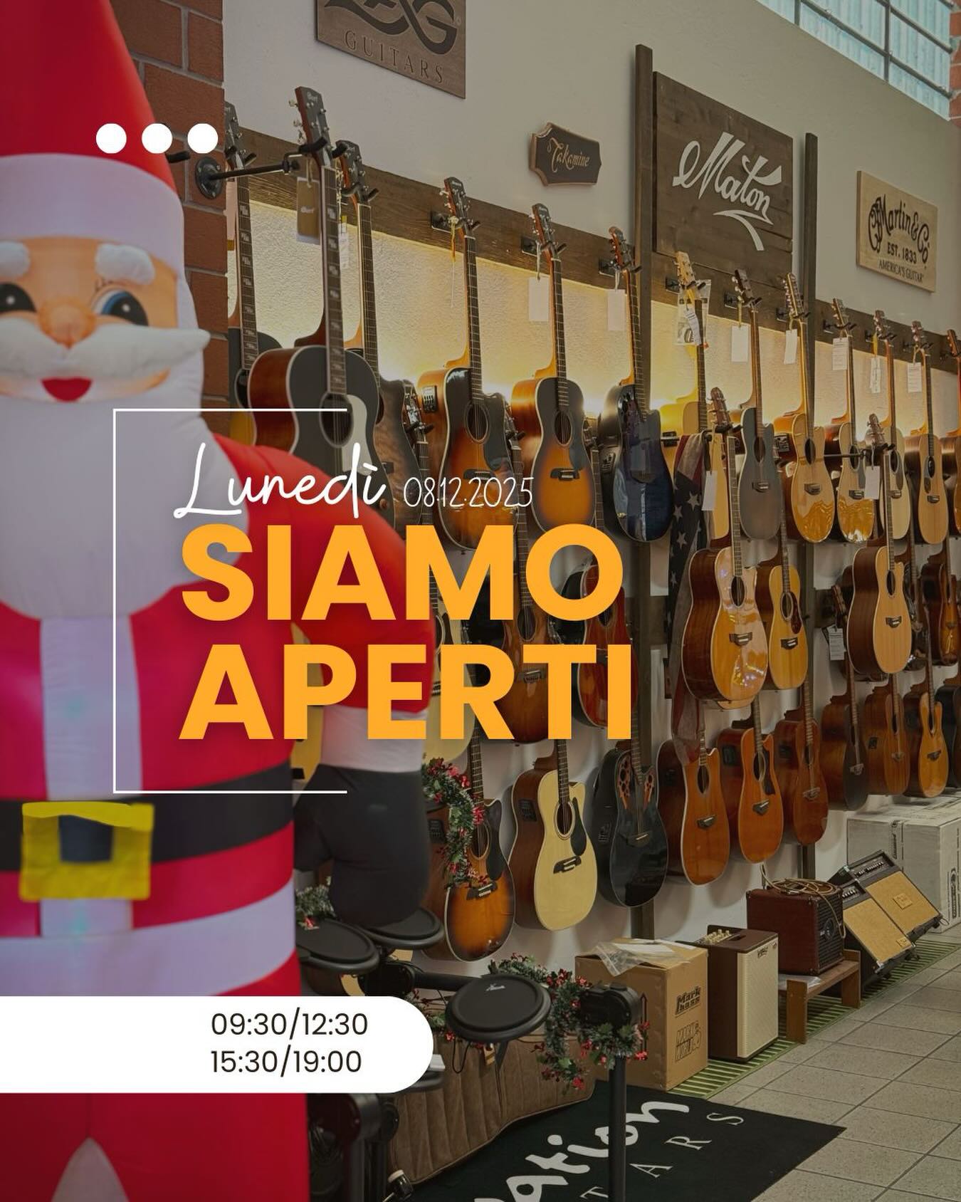 Lunedì 8/12 siamo aperti!
Tutto il giorno con i soliti nostri orari 🎅🏼🎄
09:30 - 12:30 / 15:30 - 19:30 
Tante offerte e tante idee regalo ti aspettano 🎁
•
•
#christmas #guitars #musicshop